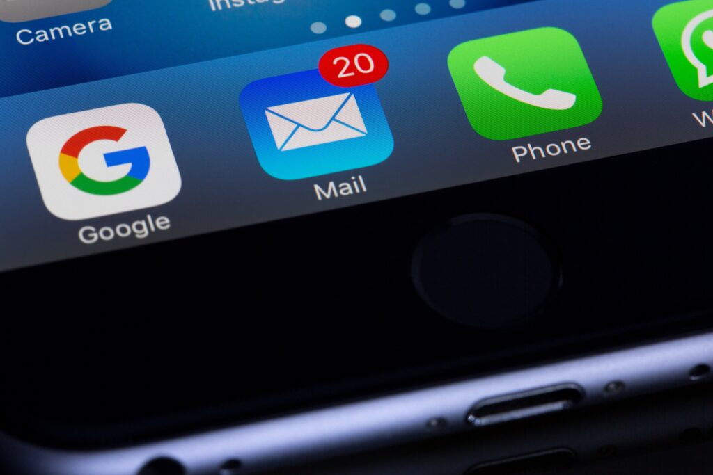 Lots of unread emails shown via mobile phone apps